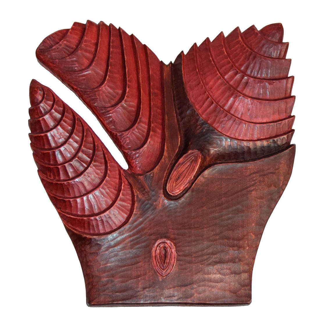 image of a carving in wood representing a flower
